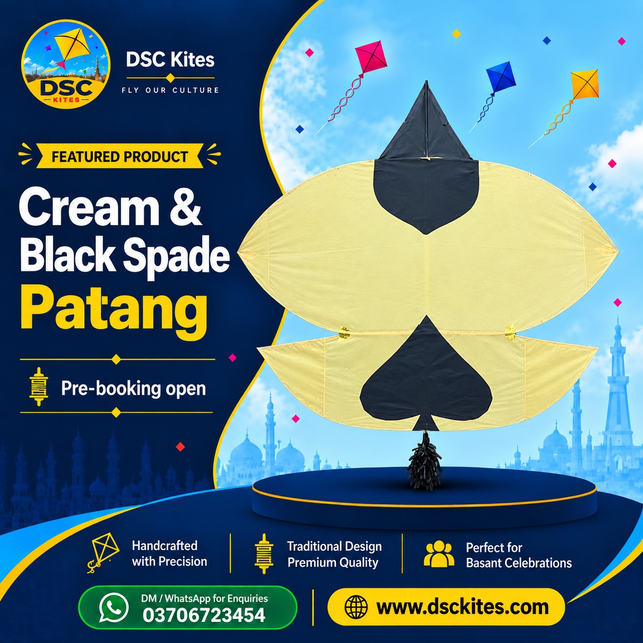 Cream & Black Patang