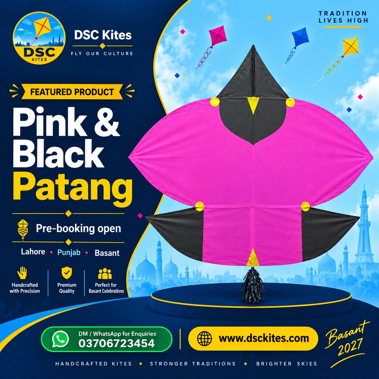 Pink & Black Patang