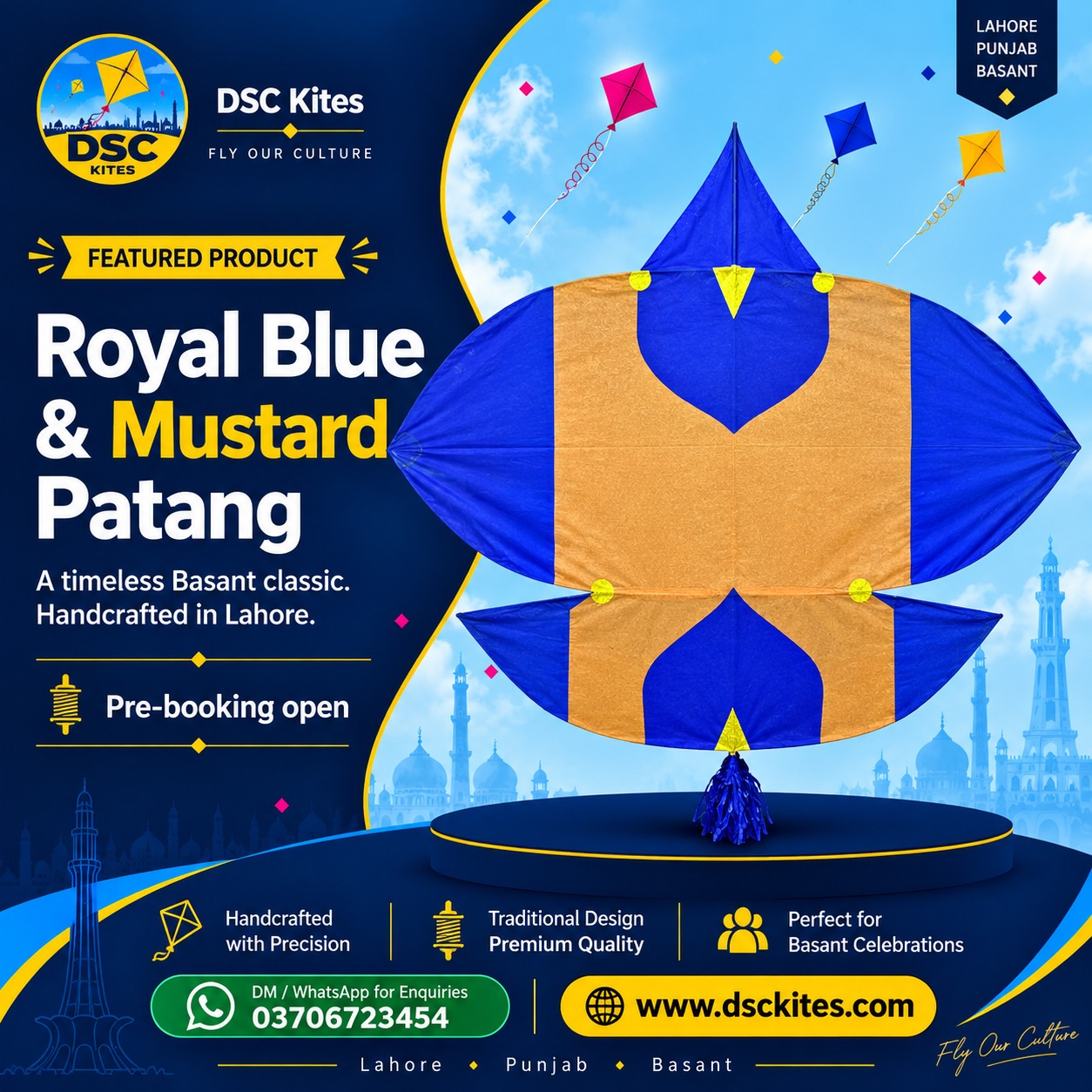 Royal Blue & Mustard Patang